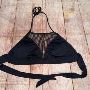 Mossimo Black Mesh Halter Bikini Top Large